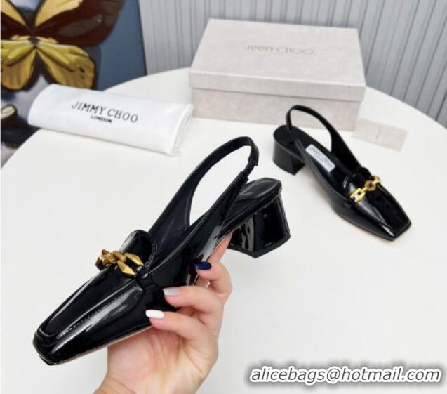 Sophisticated Jimmy Choo Diamond Tilda Slingback Pumps 4.5cm in Patent Leather Black 915046