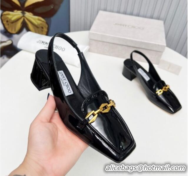 Sophisticated Jimmy Choo Diamond Tilda Slingback Pumps 4.5cm in Patent Leather Black 915046