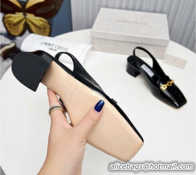 Sophisticated Jimmy Choo Diamond Tilda Slingback Pumps 4.5cm in Patent Leather Black 915046