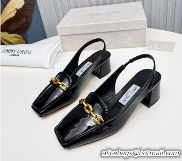 Sophisticated Jimmy Choo Diamond Tilda Slingback Pumps 4.5cm in Patent Leather Black 915046