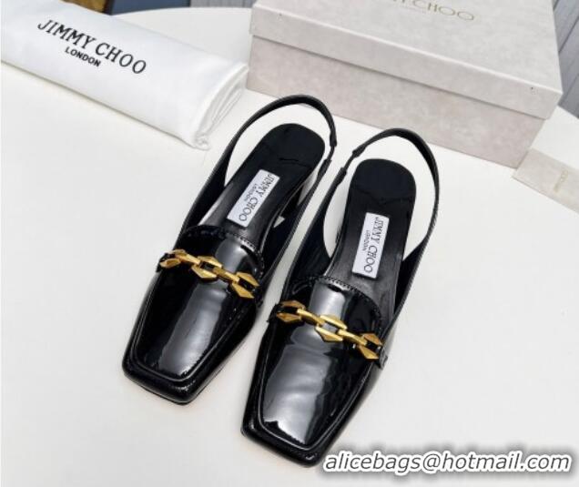 Sophisticated Jimmy Choo Diamond Tilda Slingback Pumps 4.5cm in Patent Leather Black 915046