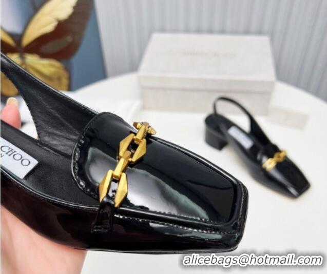 Sophisticated Jimmy Choo Diamond Tilda Slingback Pumps 4.5cm in Patent Leather Black 915046