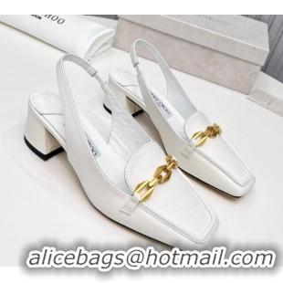 Duplicate Jimmy Choo Diamond Tilda Slingback Pumps 4.5cm in Lambskin White 915047