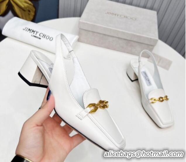 Duplicate Jimmy Choo Diamond Tilda Slingback Pumps 4.5cm in Lambskin White 915047