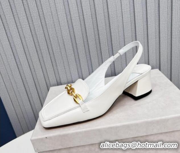 Duplicate Jimmy Choo Diamond Tilda Slingback Pumps 4.5cm in Lambskin White 915047