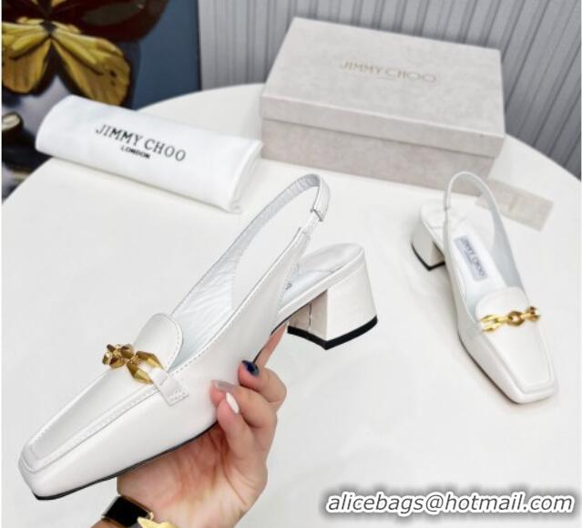 Duplicate Jimmy Choo Diamond Tilda Slingback Pumps 4.5cm in Lambskin White 915047