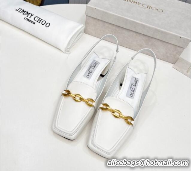 Duplicate Jimmy Choo Diamond Tilda Slingback Pumps 4.5cm in Lambskin White 915047