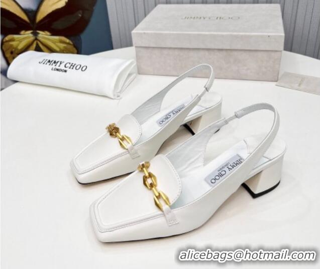 Duplicate Jimmy Choo Diamond Tilda Slingback Pumps 4.5cm in Lambskin White 915047