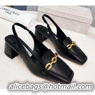 Hot Style Jimmy Choo Diamond Tilda Slingback Pumps 4.5cm in Lambskin Black 915048