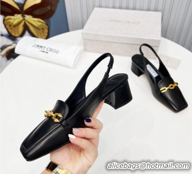 Hot Style Jimmy Choo Diamond Tilda Slingback Pumps 4.5cm in Lambskin Black 915048