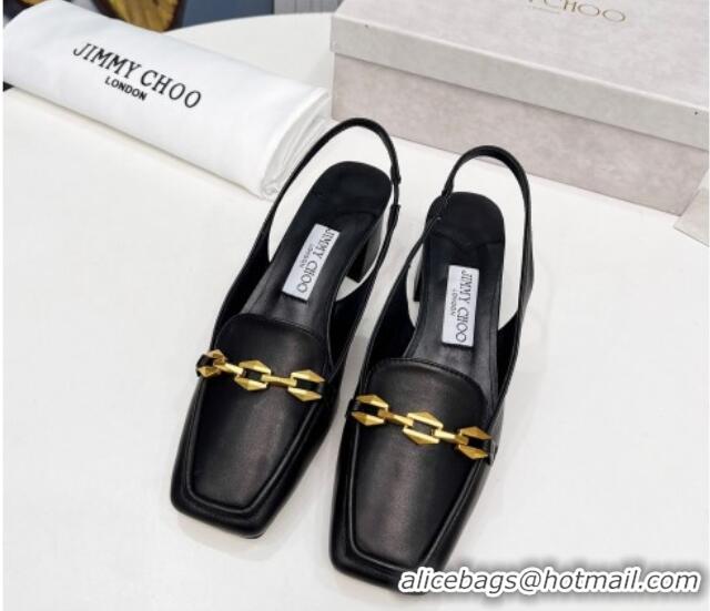 Hot Style Jimmy Choo Diamond Tilda Slingback Pumps 4.5cm in Lambskin Black 915048