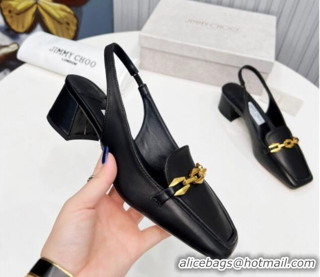 Hot Style Jimmy Choo Diamond Tilda Slingback Pumps 4.5cm in Lambskin Black 915048