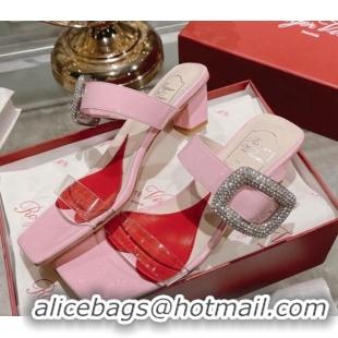 Best Product Roger Vivier Heel Slide Sandals 3.5cm in Patent Leather and PVC Pink 712027