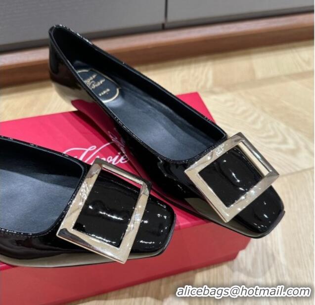 Purchase Roger Vivier Trompette Metal Buckle Ballerinas in Patent Leather Black 725028