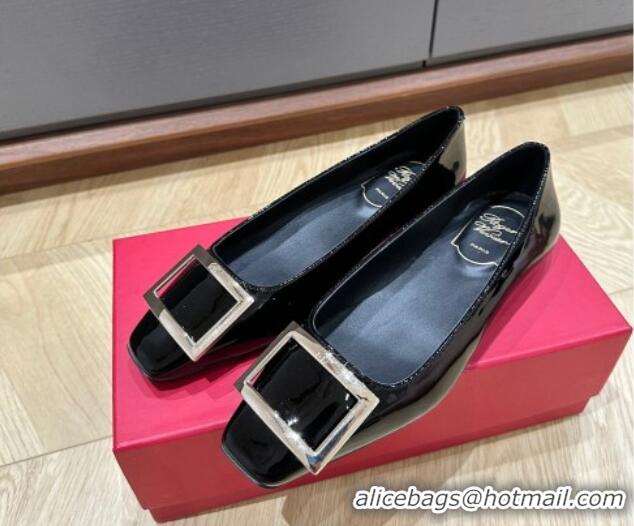 Purchase Roger Vivier Trompette Metal Buckle Ballerinas in Patent Leather Black 725028