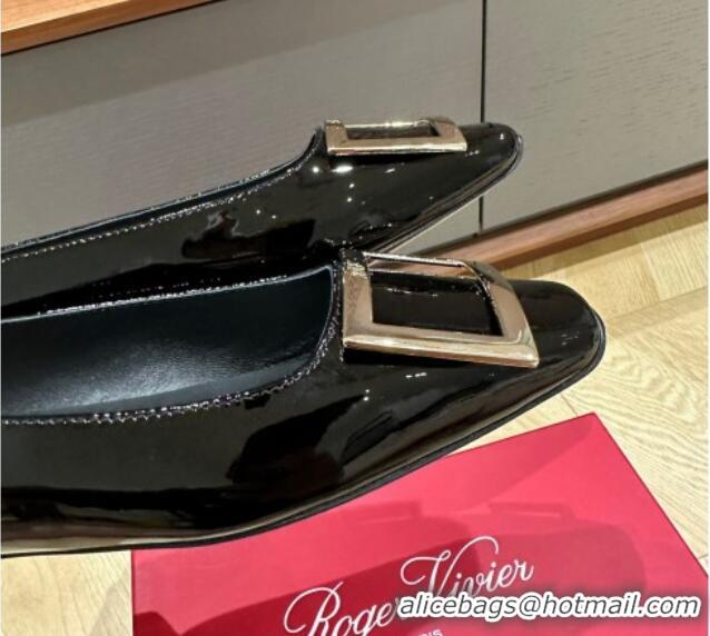 Purchase Roger Vivier Trompette Metal Buckle Ballerinas in Patent Leather Black 725028