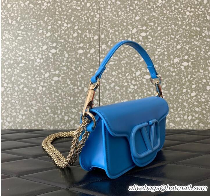 Low Cost VALENTINO GARAVANI MINI LOCO Calf leather Shoulder Bag 1W2B0K Sapphire blue