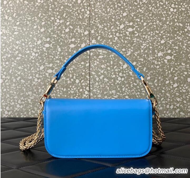 Low Cost VALENTINO GARAVANI MINI LOCO Calf leather Shoulder Bag 1W2B0K Sapphire blue