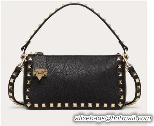 Buy Cheap VALENTINO Rockstud small grain calfskin messenger bag YS097 Black