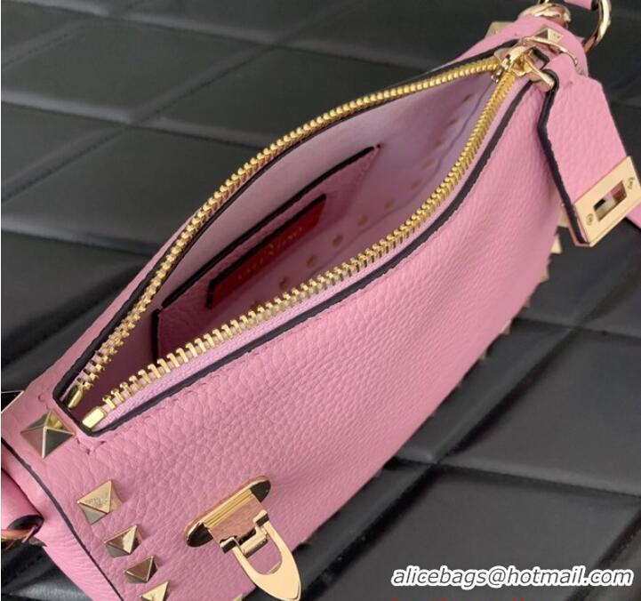 Promotional Grade VALENTINO Rockstud small grain calfskin messenger bag YS097 pink