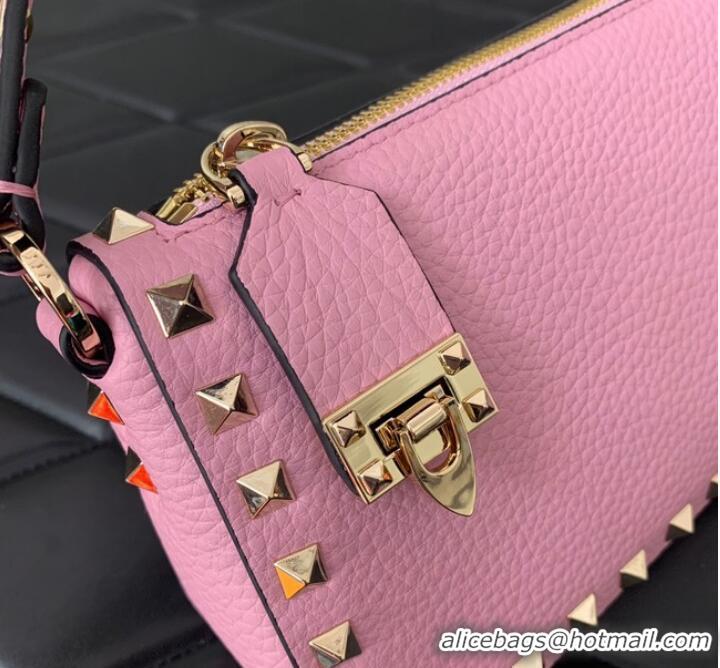 Promotional Grade VALENTINO Rockstud small grain calfskin messenger bag YS097 pink