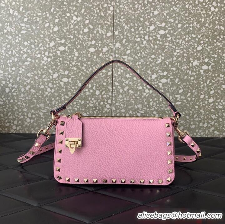 Promotional Grade VALENTINO Rockstud small grain calfskin messenger bag YS097 pink