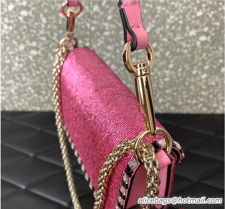 Top Quality VALENTINO V-logo MINI LOCO bag beads 5032B Pink