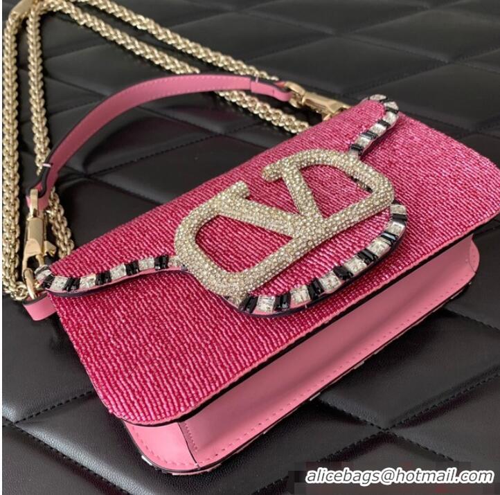 Top Quality VALENTINO V-logo MINI LOCO bag beads 5032B Pink