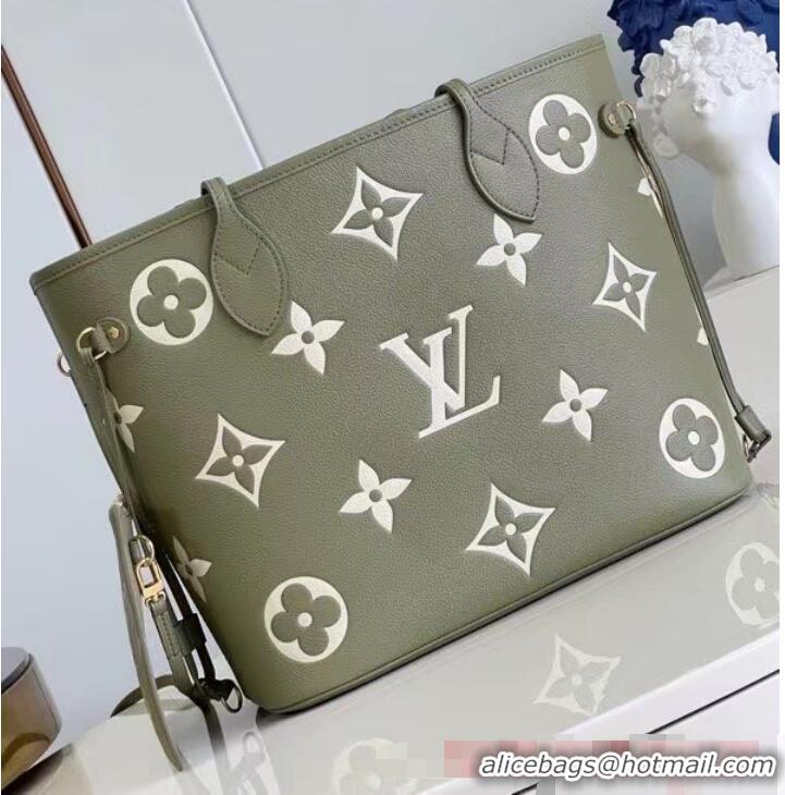 Super Quality Louis Vuitton Monogram Empreinte Neverfull MM M46649 Light Khaki