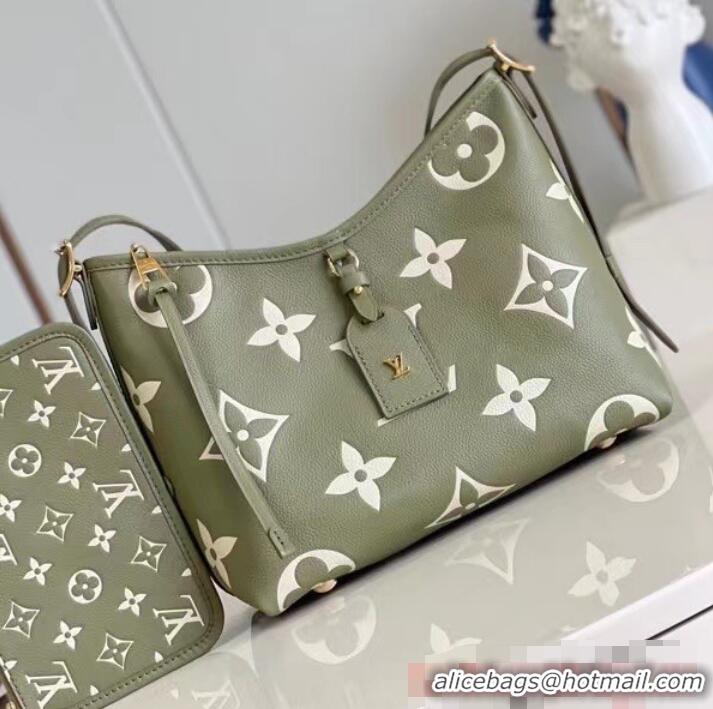 Famous Brand Louis Vuitton Monogram Empreinte CarryAll PM M46672 Light Khaki