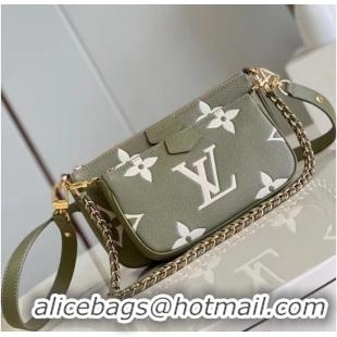 New Fashion Louis Vuitton Monogram Empreinte Multi Pochette Accessoires M22670 Light Khaki