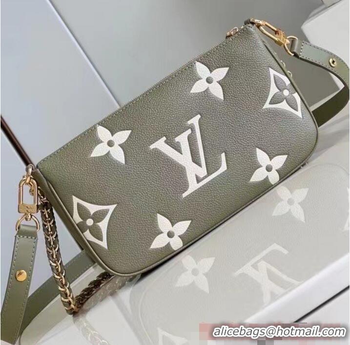 New Fashion Louis Vuitton Monogram Empreinte Multi Pochette Accessoires M22670 Light Khaki