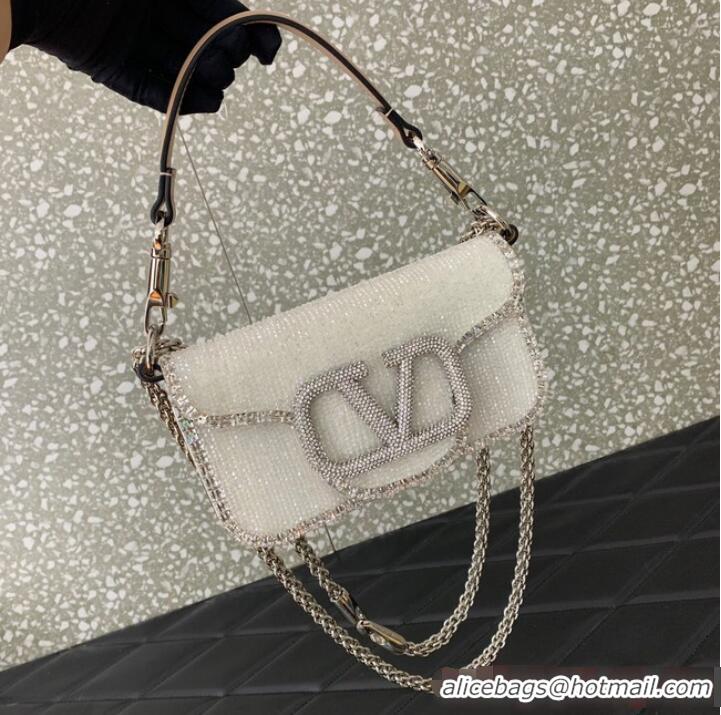 Promotional VALENTINO V-logo MINI LOCO bag beads 5032C White