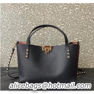 Top Quality Promotional VALENTINO grain calfskin leather bag 0044 black