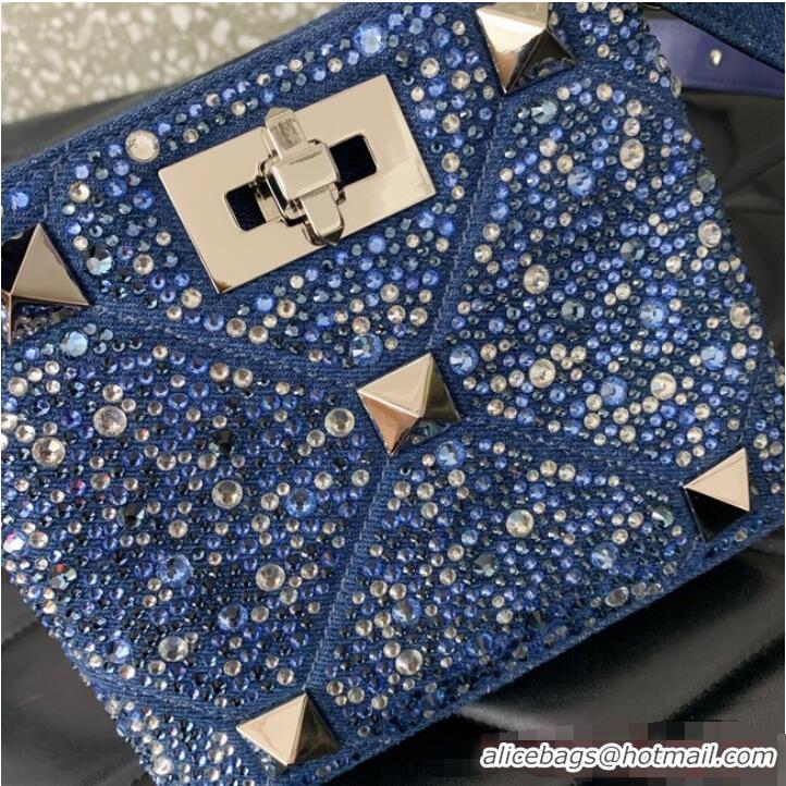 Good Product Medium VALENTINO ROMAN STUD chain Denim 0093 Blue