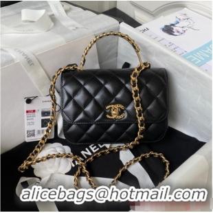 Unique Discount Chanel SMALL FLAP BAG WITH TOP HANDLE AS4306 Black