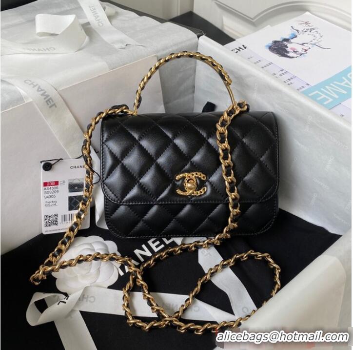 Unique Discount Chanel SMALL FLAP BAG WITH TOP HANDLE AS4306 Black