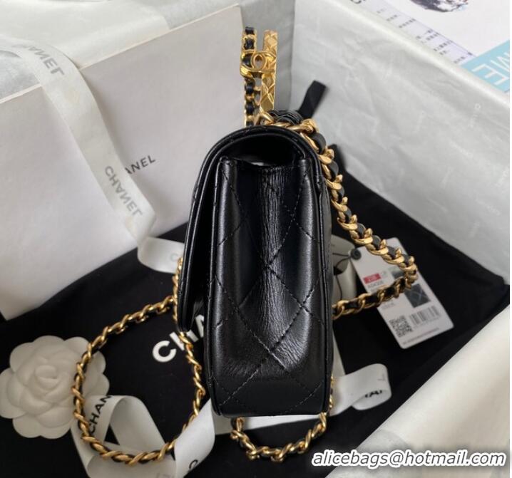 Unique Discount Chanel SMALL FLAP BAG WITH TOP HANDLE AS4306 Black