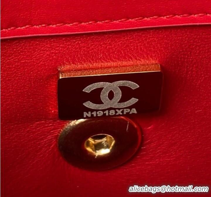 Buy Cheapest Chanel SMALL FLAP BAG WITH TOP HANDLE AS4306 red