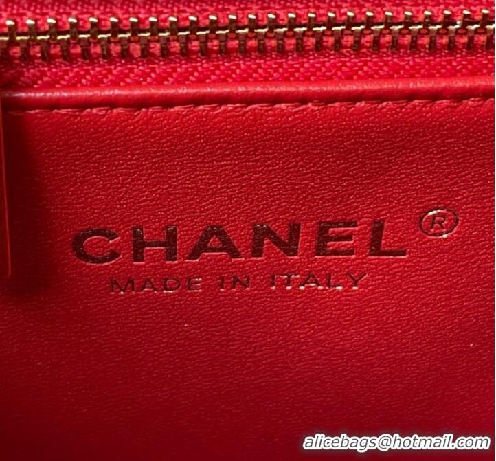 Buy Cheapest Chanel SMALL FLAP BAG WITH TOP HANDLE AS4306 red