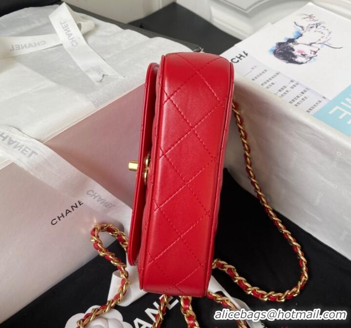 Buy Cheapest Chanel SMALL FLAP BAG WITH TOP HANDLE AS4306 red