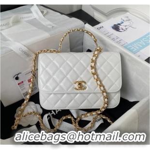 Reasonable Price Chanel SMALL FLAP BAG WITH TOP HANDLE AS4307 white