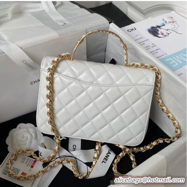 Reasonable Price Chanel SMALL FLAP BAG WITH TOP HANDLE AS4307 white