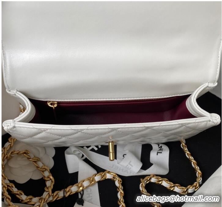 Reasonable Price Chanel SMALL FLAP BAG WITH TOP HANDLE AS4307 white