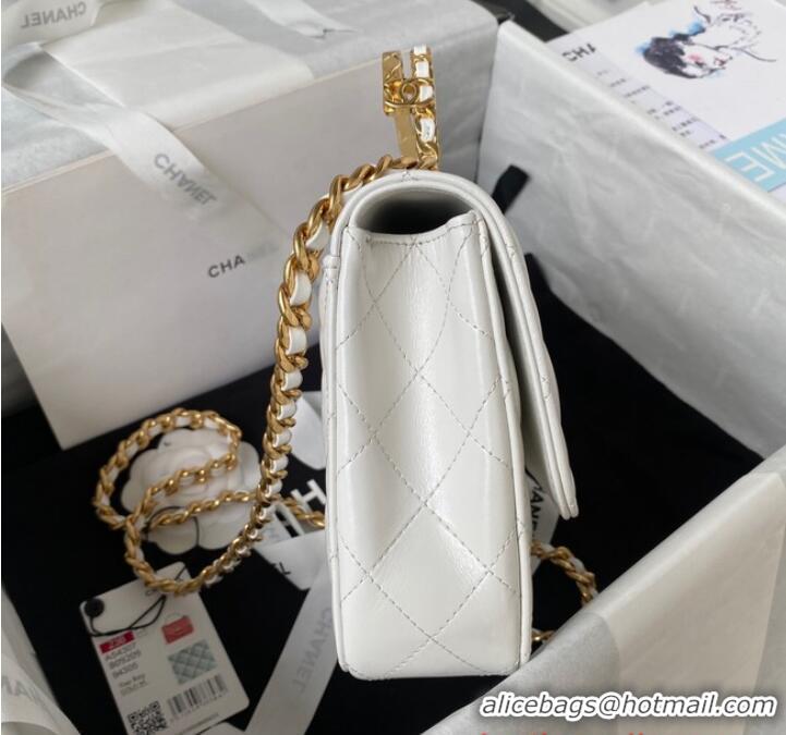 Reasonable Price Chanel SMALL FLAP BAG WITH TOP HANDLE AS4307 white