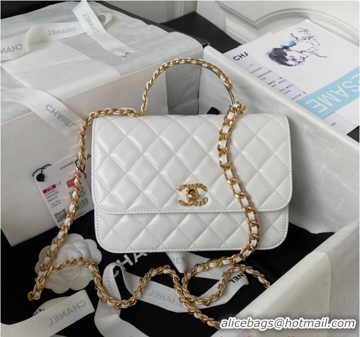 Reasonable Price Chanel SMALL FLAP BAG WITH TOP HANDLE AS4307 white