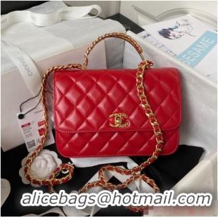 Unique Grade Chanel SMALL FLAP BAG WITH TOP HANDLE AS4307 Red