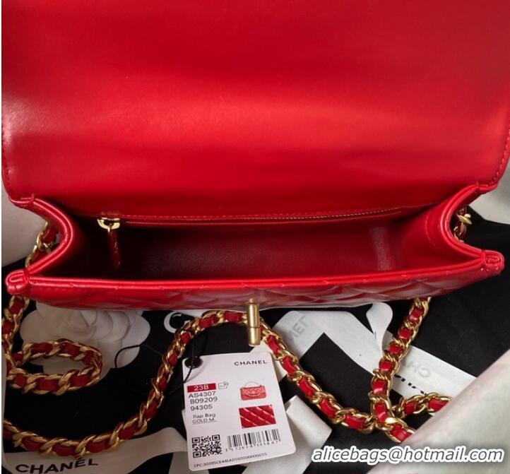 Unique Grade Chanel SMALL FLAP BAG WITH TOP HANDLE AS4307 Red