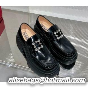 Good Product Roger Vivier Patent Calfskin Loafers 4cm with Crystals 0821093