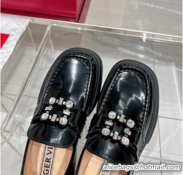 Good Product Roger Vivier Patent Calfskin Loafers 4cm with Crystals 0821093